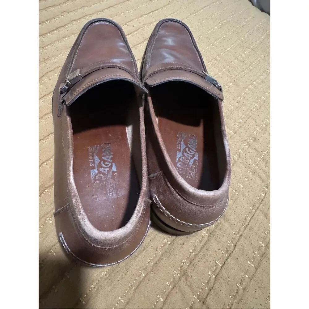 Salvatore Ferragamo brown leather dress shoe loafers men’s 8 1/2
